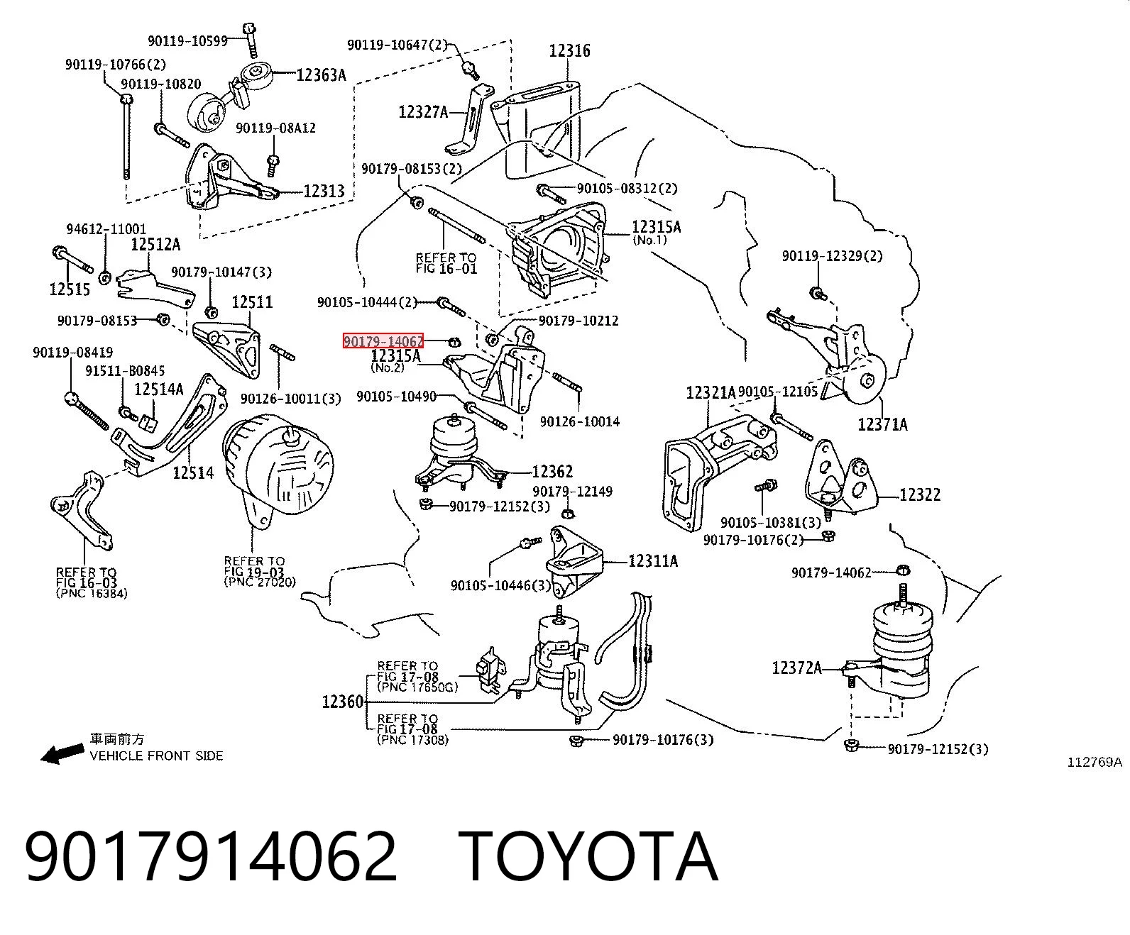 9017914062 Toyota Porca de fixação de amortecedor