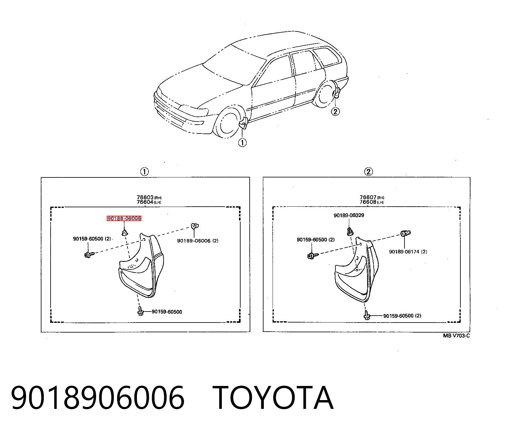 9018906006 Toyota Cápsula (prendedor) de fixação do forro do pára-choque do pára-lama dianteiro