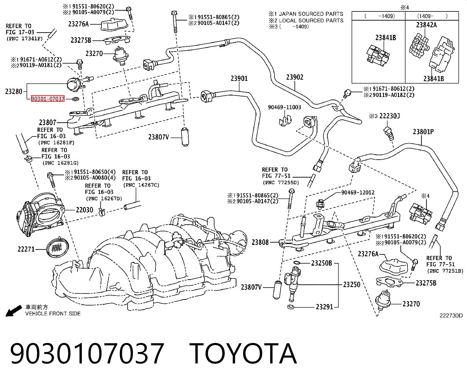 9030107037 Toyota Anel (arruela) do injetor de ajuste