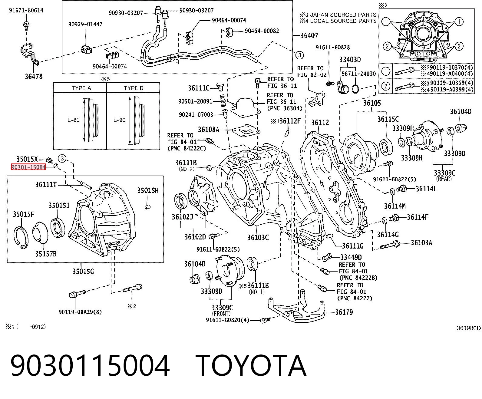 9030115004 Toyota Vedante de adaptador do filtro de óleo