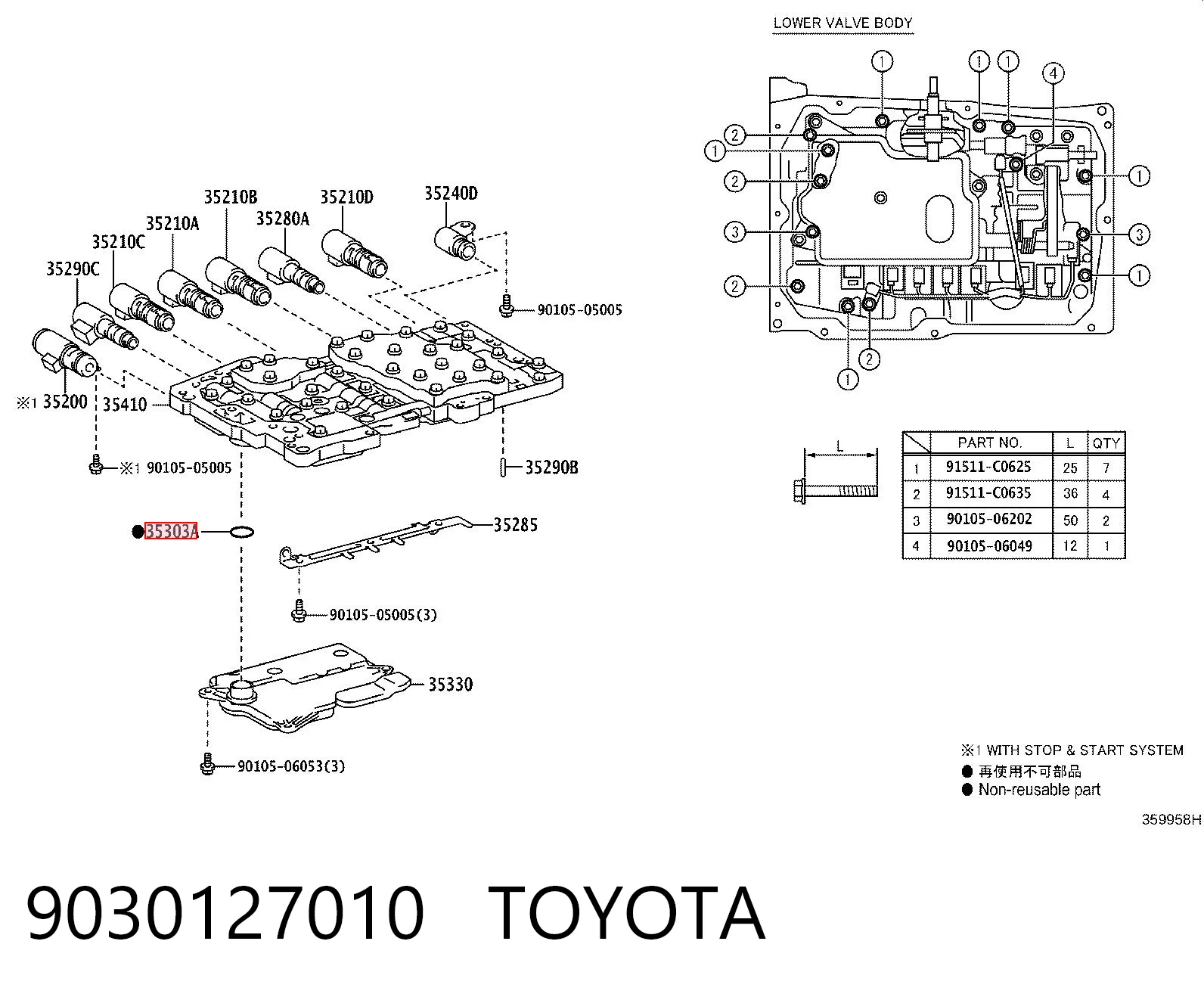 9030127010 Toyota Vedante anular de filtro da Caixa Automática de Mudança