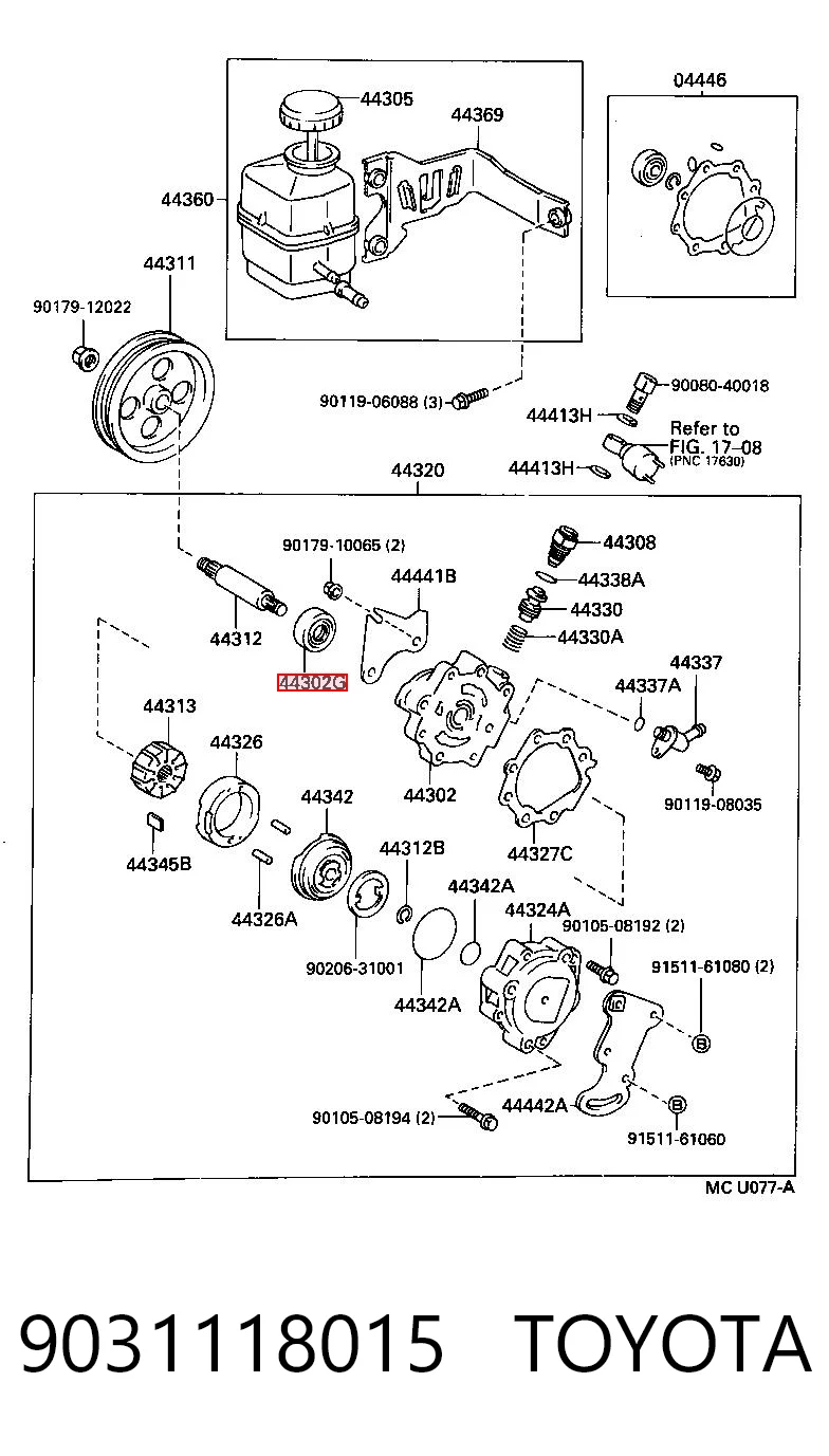 9031118015 Toyota Vedação de bomba da Direção hidrâulica assistida do volante