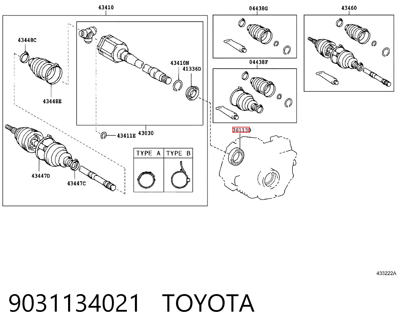 9031134021 Toyota Bucim de saída dianteira da caixa de transferência