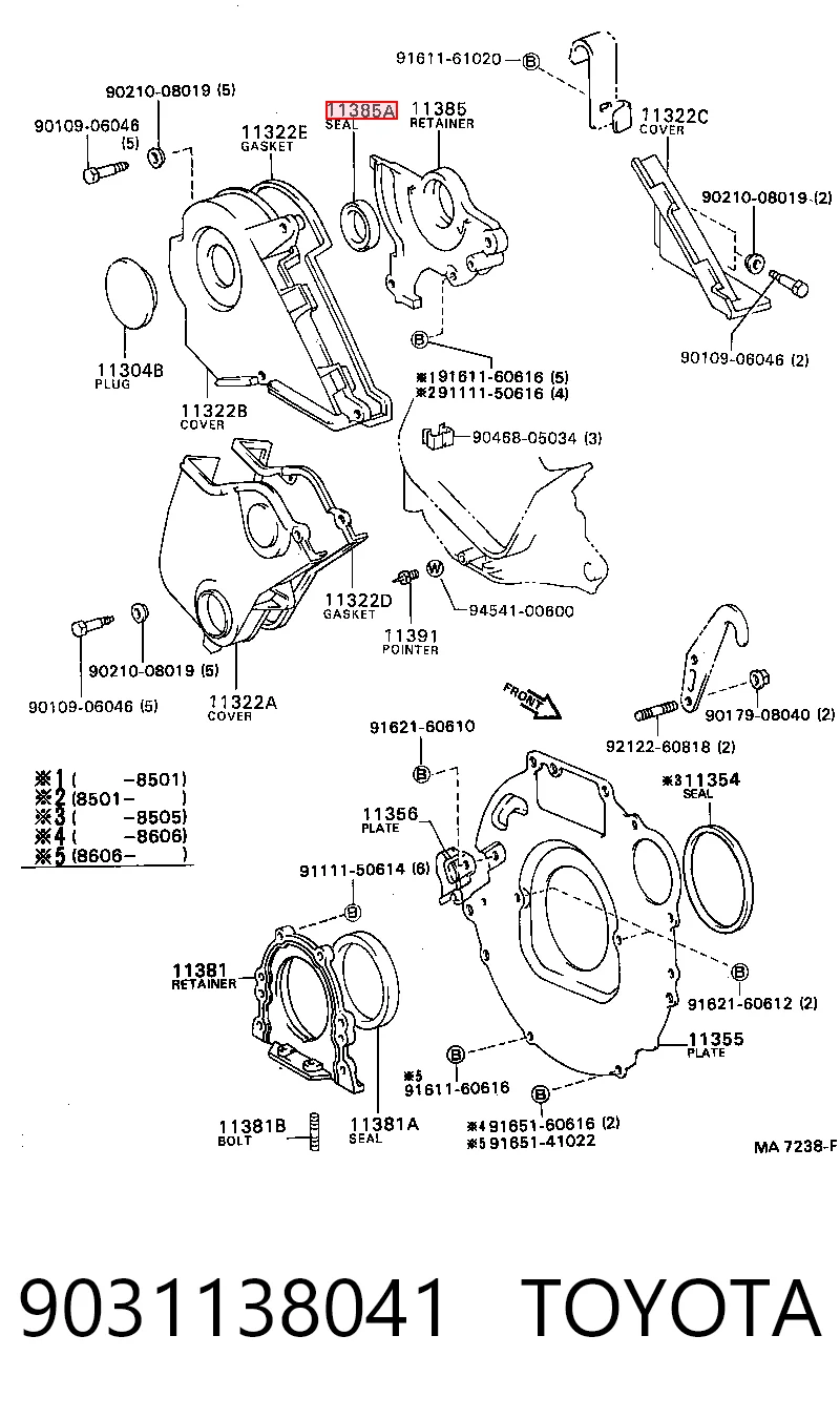 Vedação dianteira da árvore distribuidora de motor para Toyota Corolla  E9