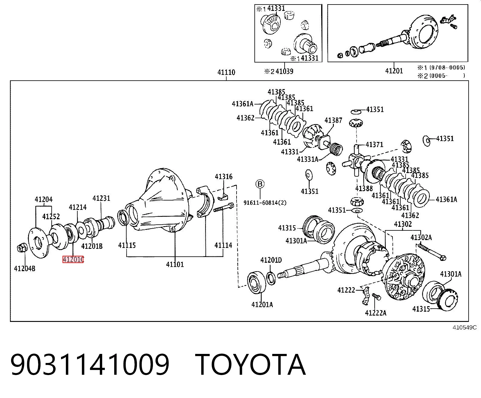 9031141009 Toyota Bucim da haste de redutor do eixo dianteiro