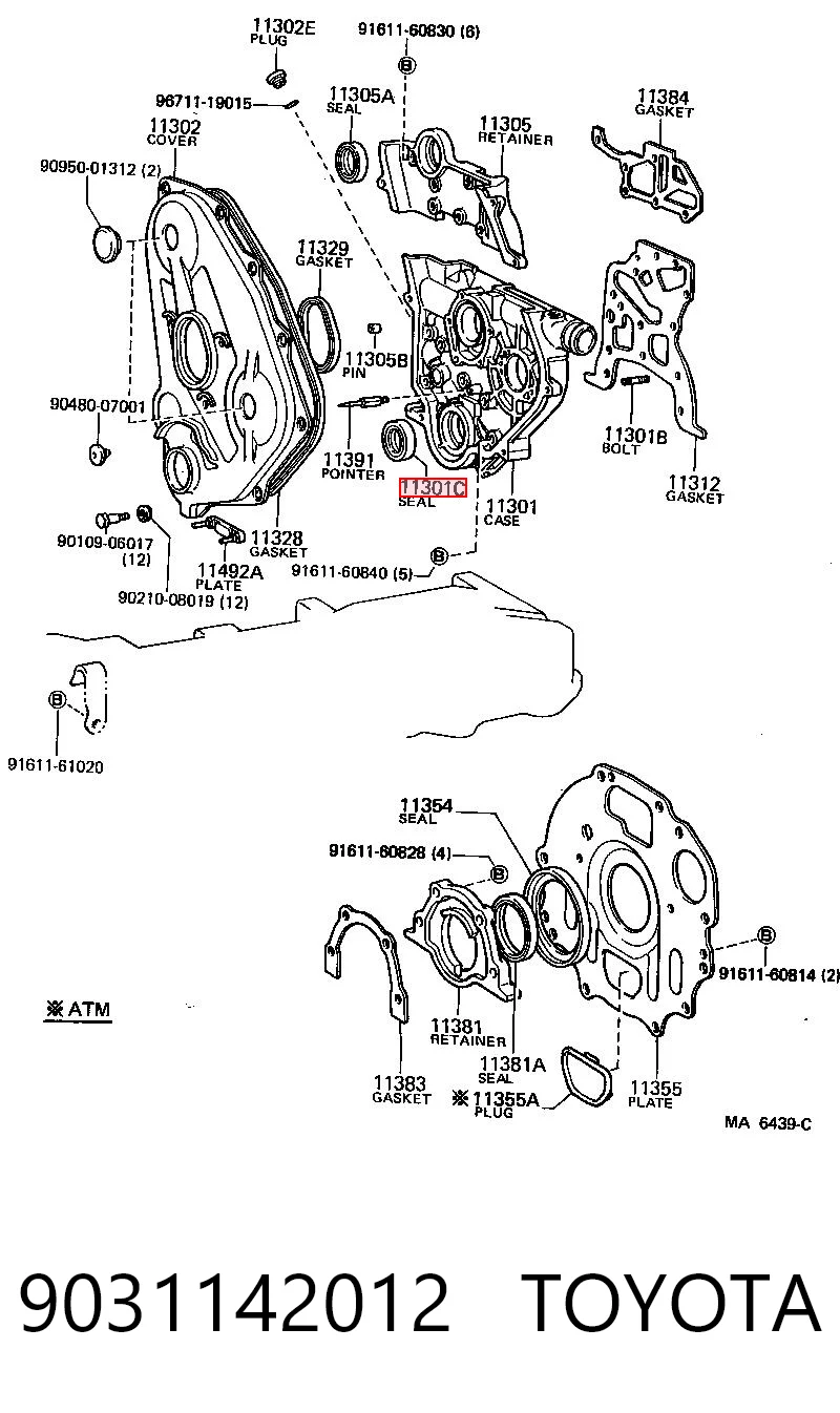Vedação dianteira de cambota de motor para Toyota Corolla  