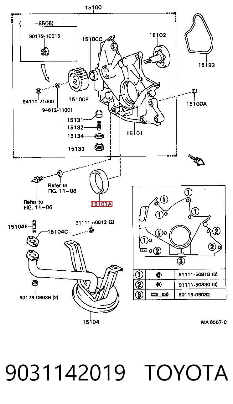  Vedação dianteira de cambota de motor Toyota Corolla liftback (E10) (1992 - 1997) 