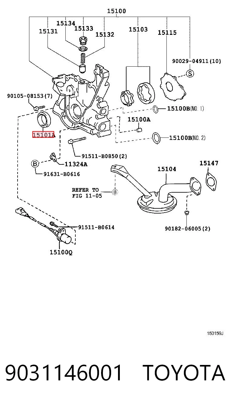 Vedação dianteira de cambota de motor Lexus IS  E1