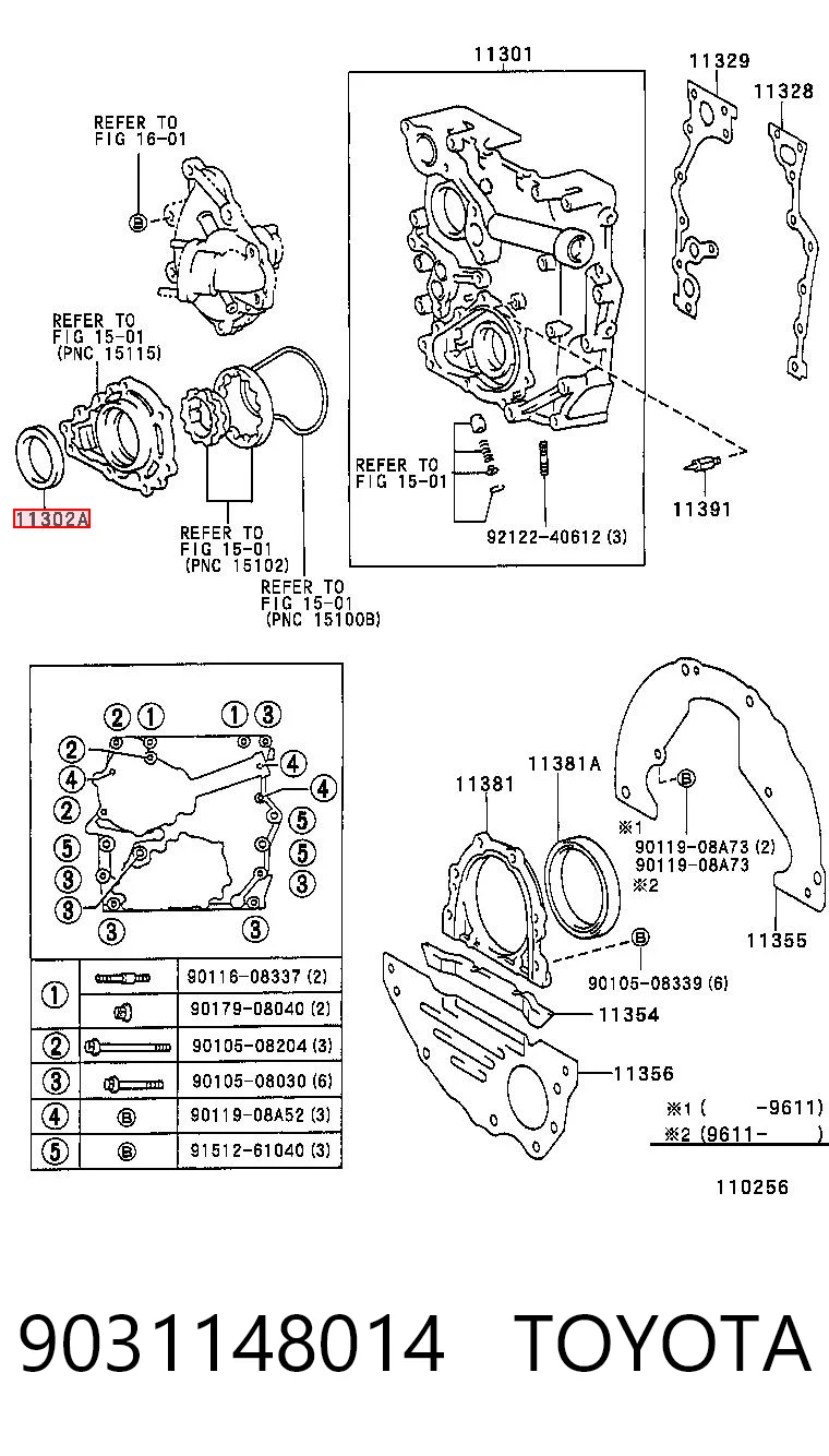 9031148014 Toyota Vedação dianteira de cambota de motor