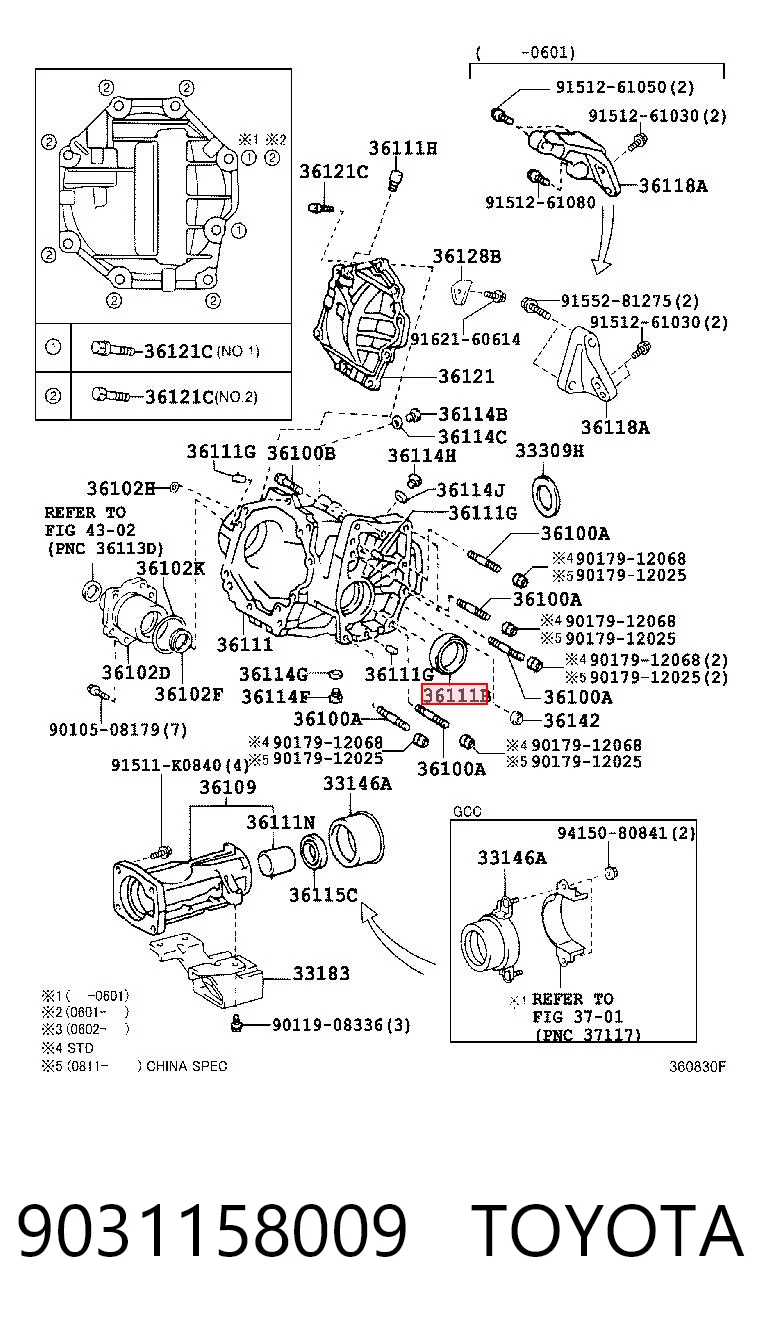 9031158009 Toyota Bucim da caixa de transferência, da árvore primária
