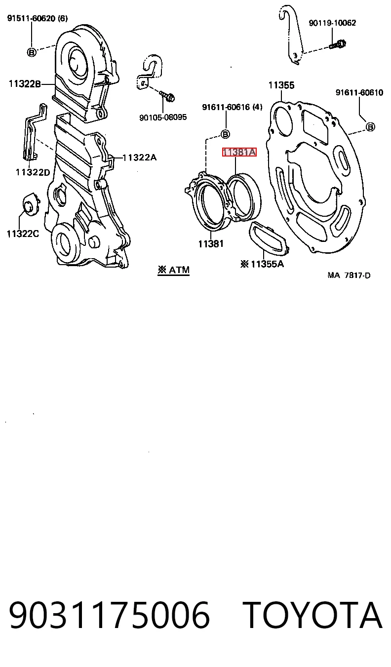 T1211 Musashi Vedação traseira de cambota de motor