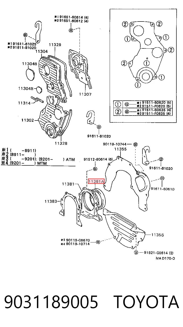 9031189005 Toyota Vedação traseira de cambota de motor