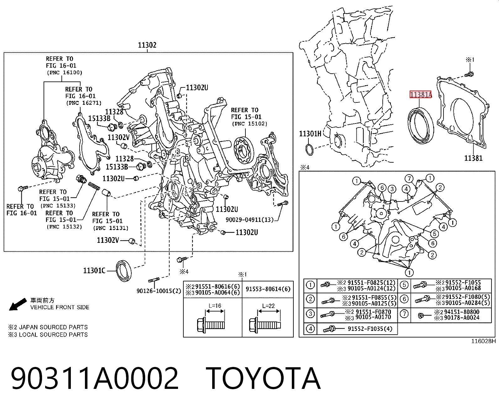 90311A0002 Toyota Vedação traseira de cambota de motor