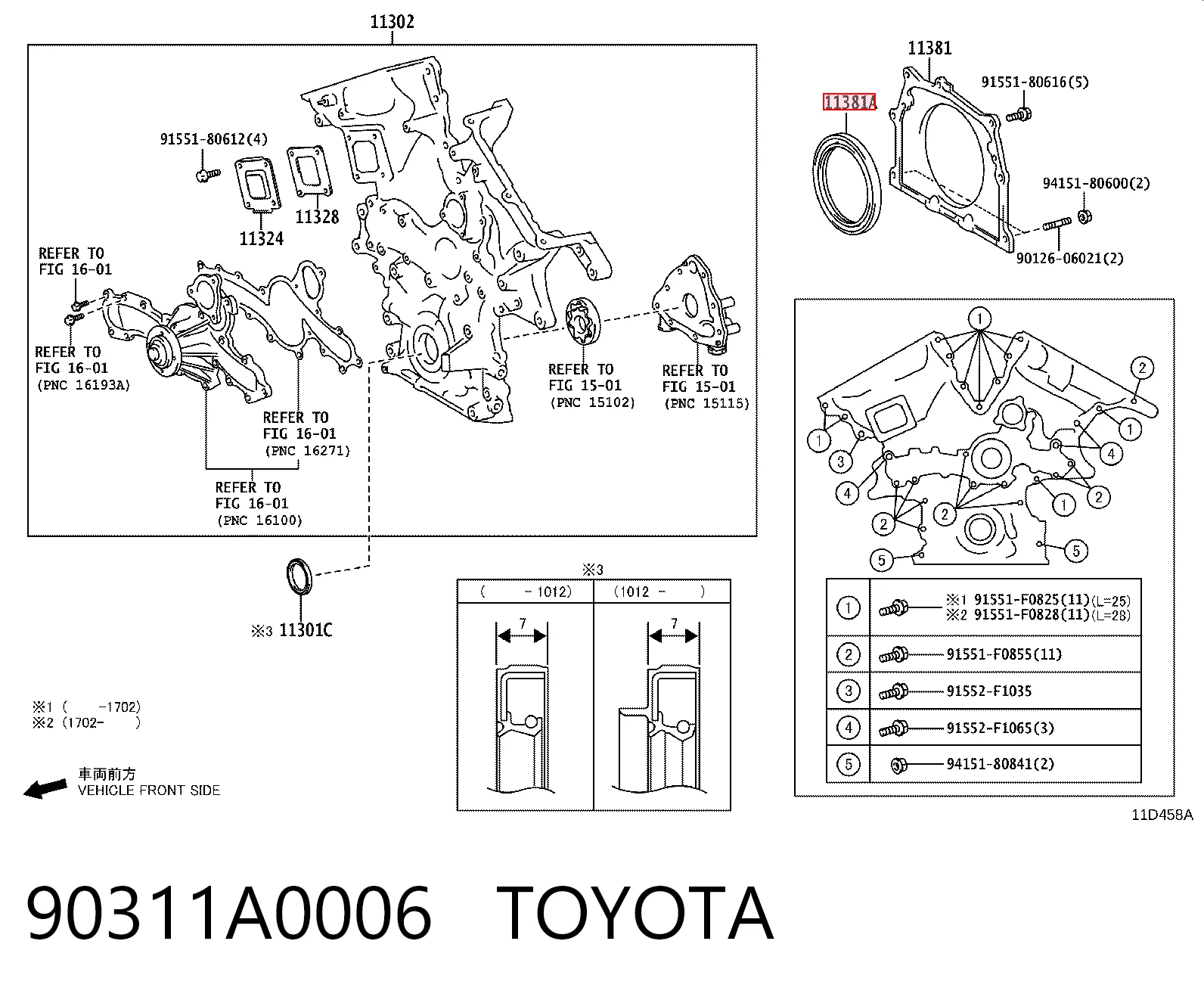 Vedação traseira de cambota de motor Toyota Land Cruiser  J200