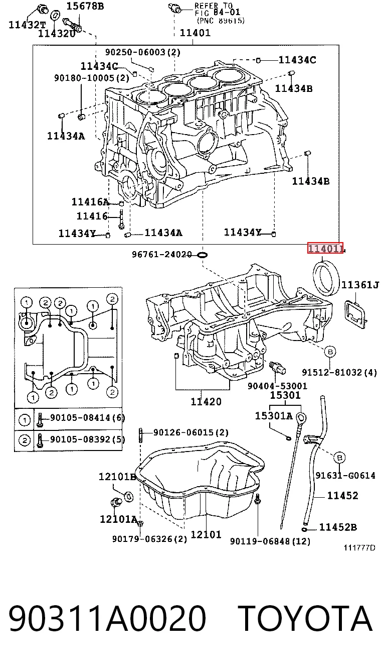 90311A0020 Toyota Vedação traseira de cambota de motor