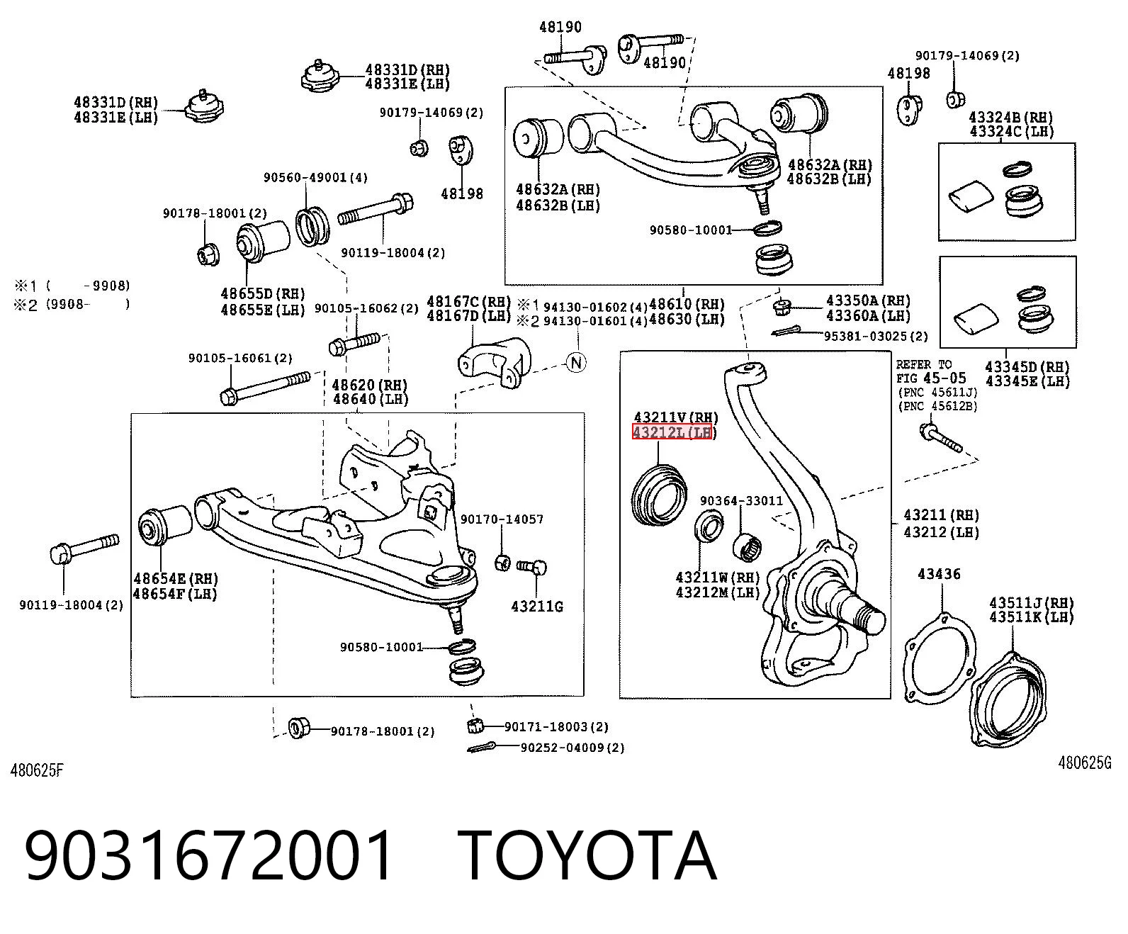 9031672001 Toyota Bucim de cubo dianteiro