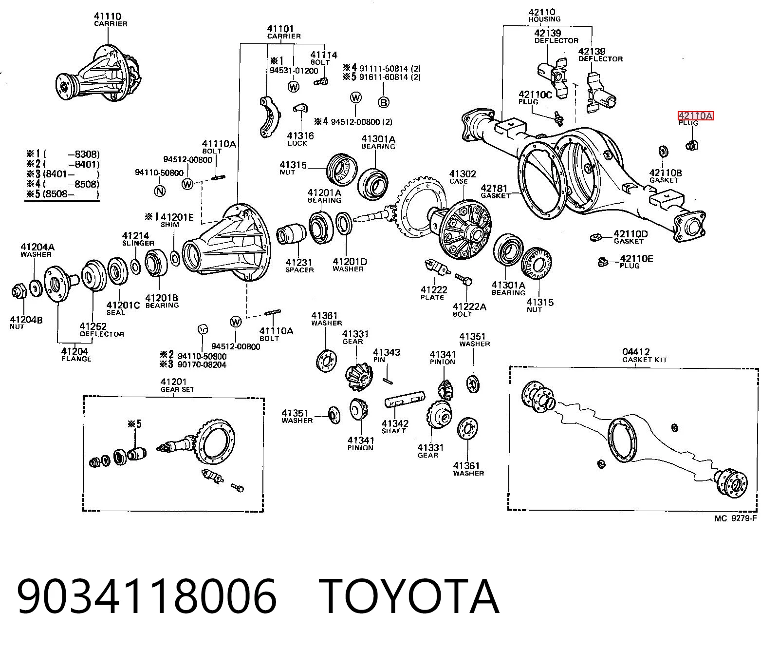 9034118006 Toyota Tampão de enchimento de eixo traseiro/dianteiro