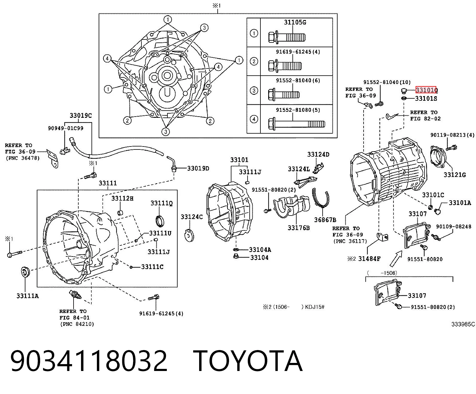 9034118032 Toyota Tampão de enchimento de eixo traseiro/dianteiro