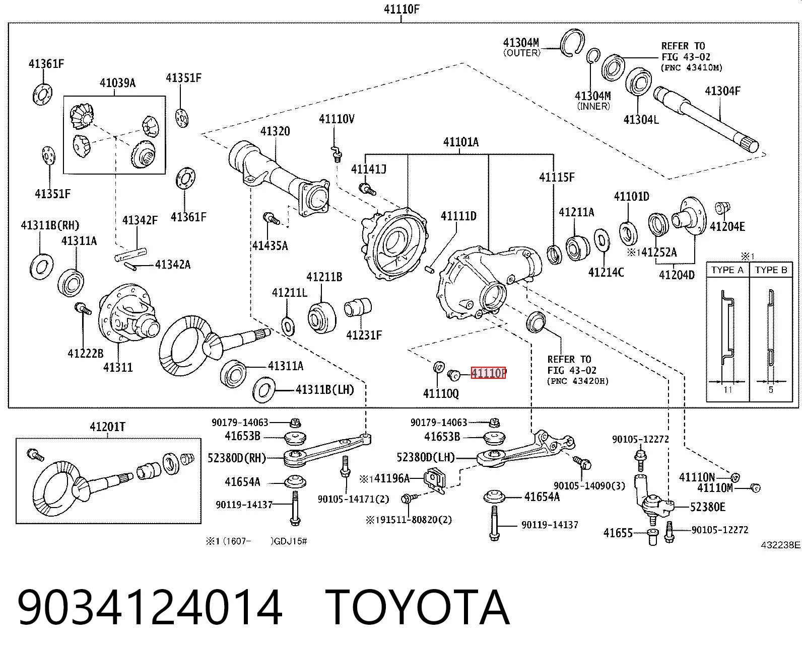 9034124014 Toyota Tampão de enchimento de eixo traseiro/dianteiro
