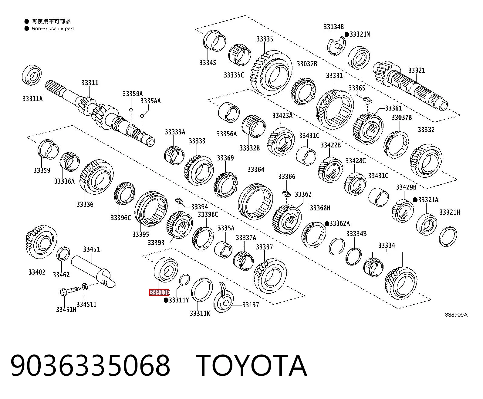 Rolamento da árvore primária da Caixa de Mudança para Toyota RAV4 A3
