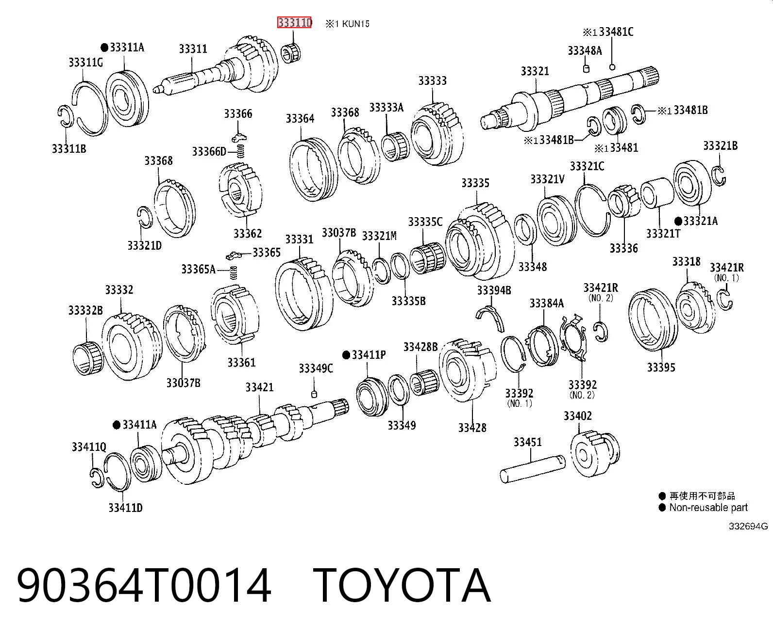 Rolamento da árvore primária da Caixa de Mudança Toyota Hilux  KUN25 ao melhor preço