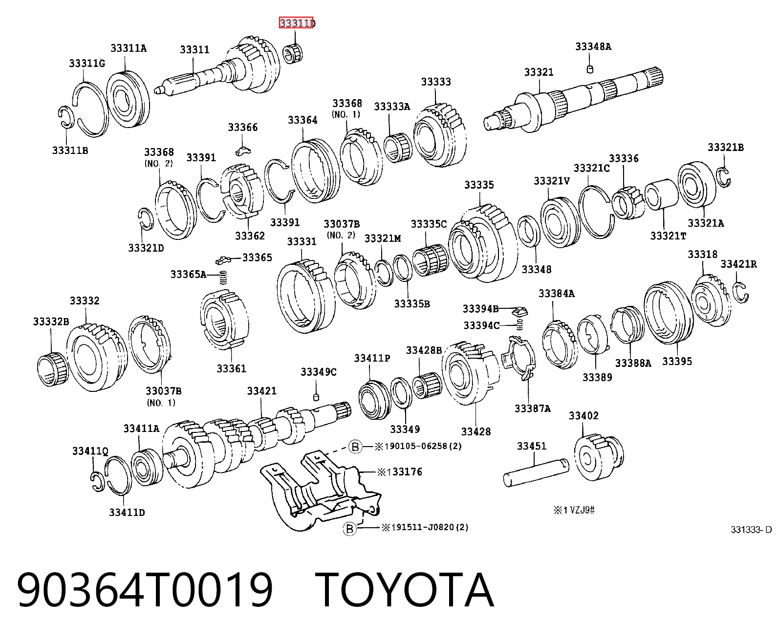 Rolamento da árvore primária da Caixa de Mudança Toyota Hilux  KUN25