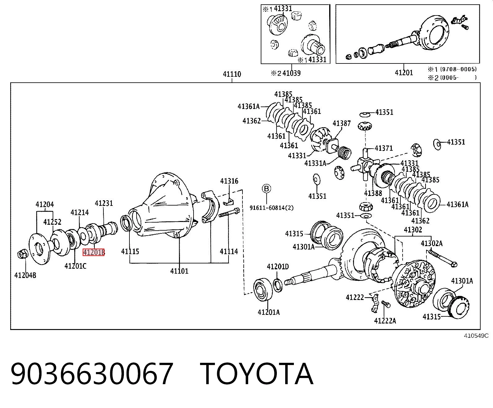 9036630067 Toyota Rolamento externo da haste do eixo traseiro