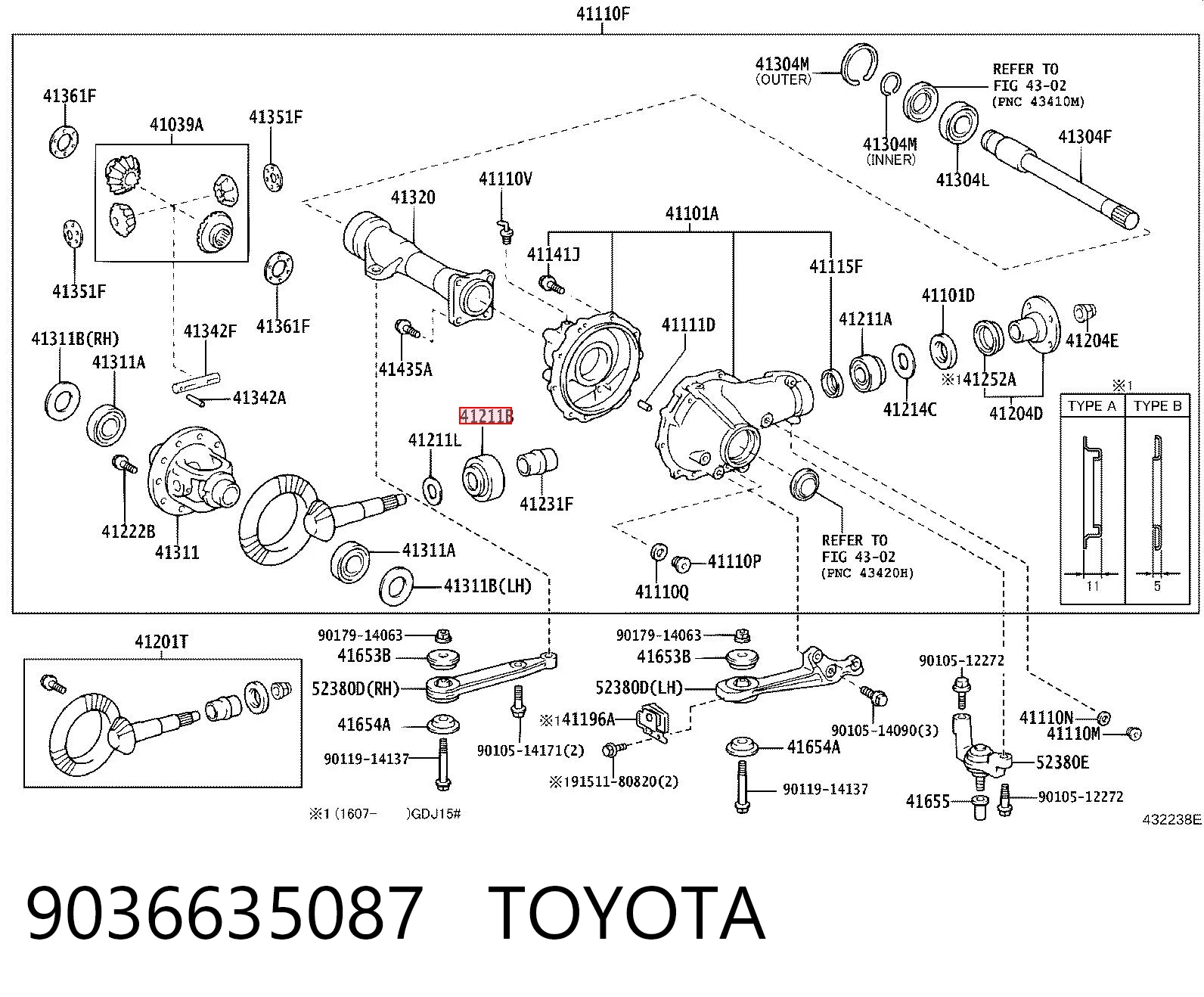 9036635087 Toyota Rolamento dianteiro da haste do eixo dianteiro