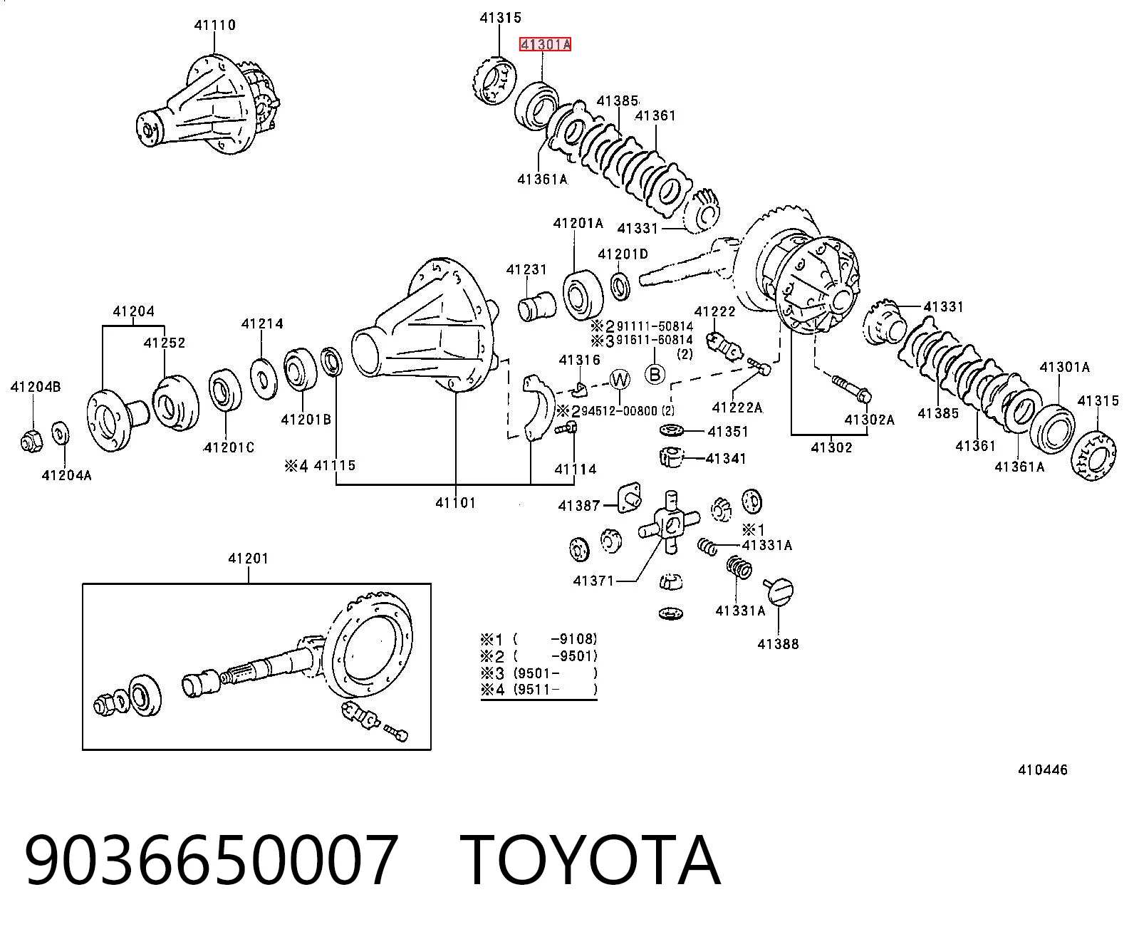 9036650007 Toyota Rolamento de diferencial do eixo traseiro