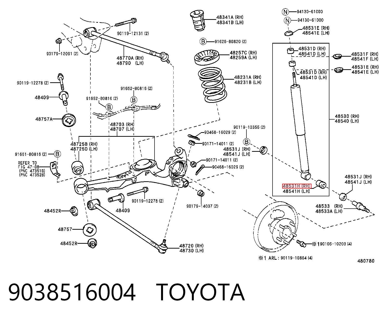 9038516004 Toyota Bloco silencioso de amortecedor traseiro