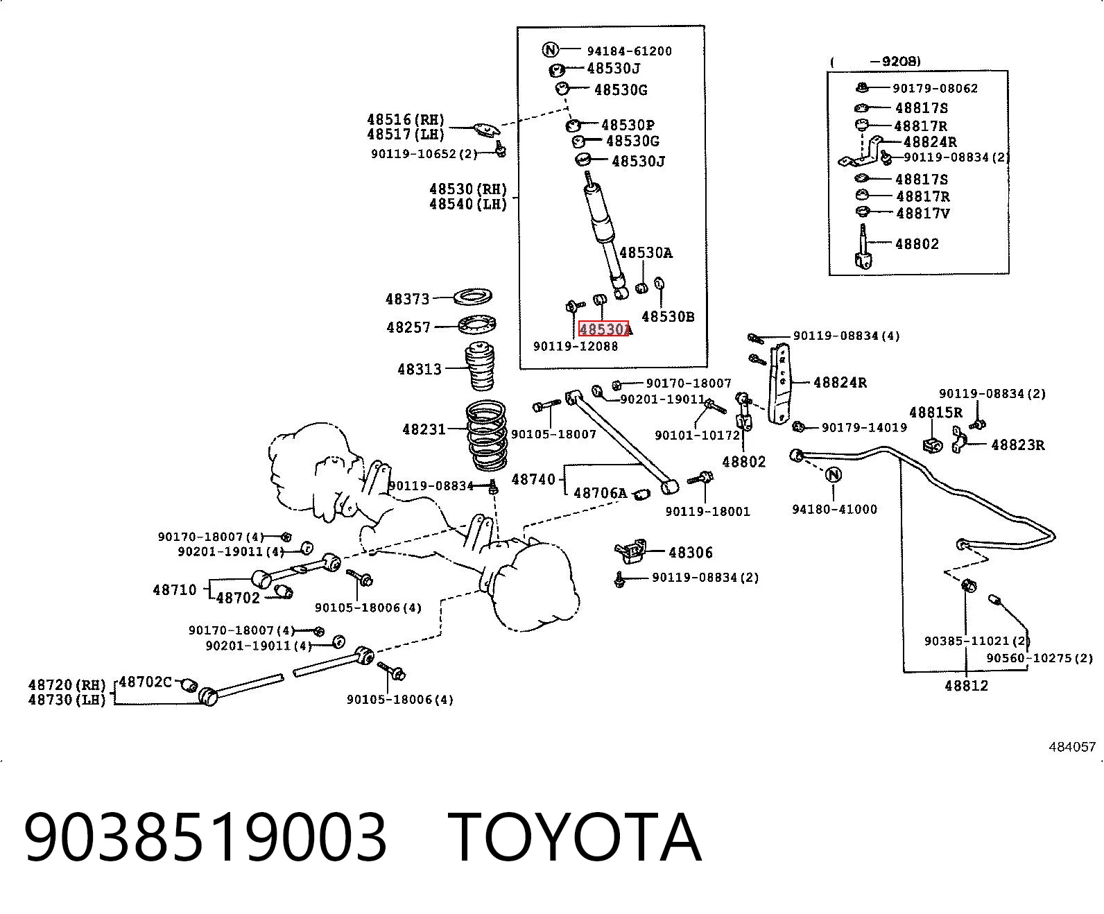 Bloco silencioso de amortecedor traseiro para Toyota Land Cruiser J8