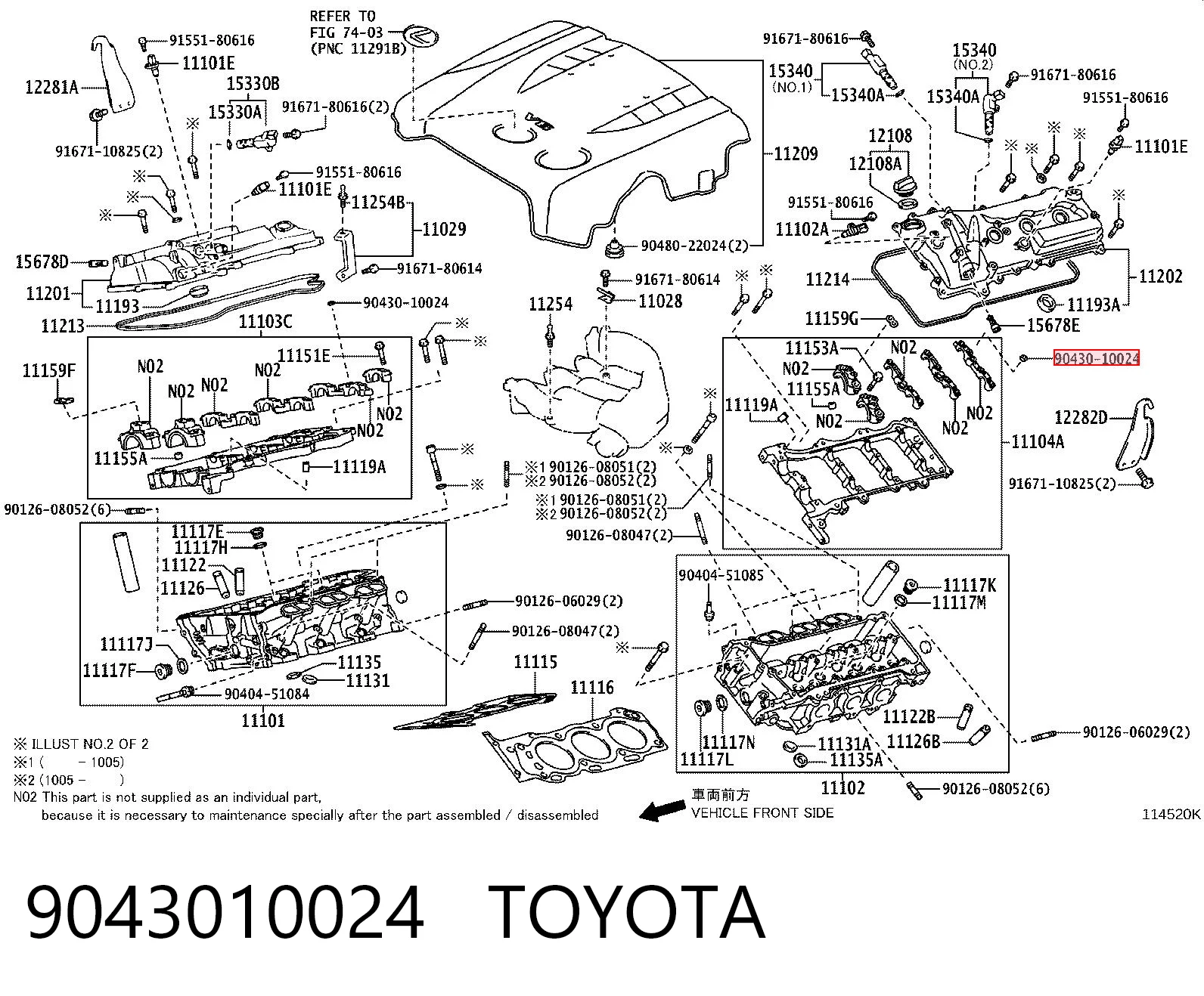 9043010024 Toyota Vedante da tampa de válvulas de motor, anel