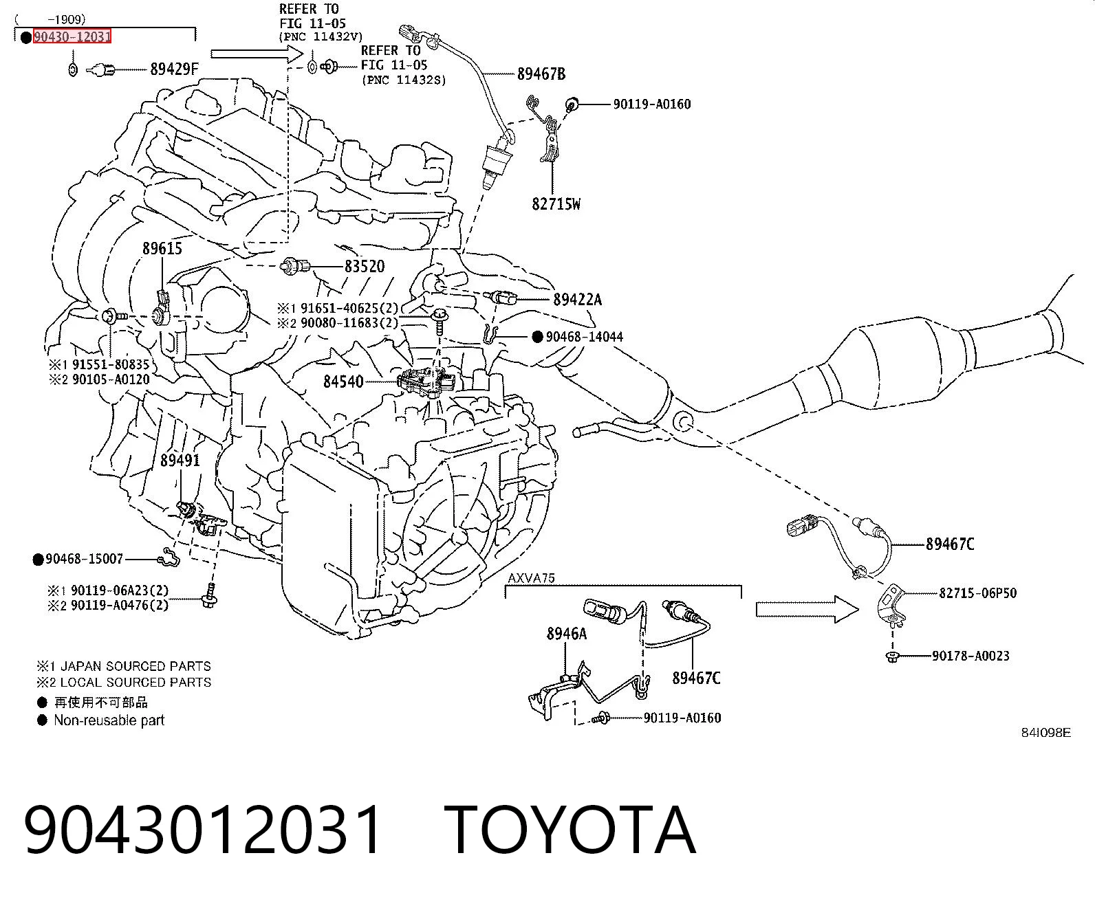 9043012031 Toyota Vedante de rolha de panela de motor