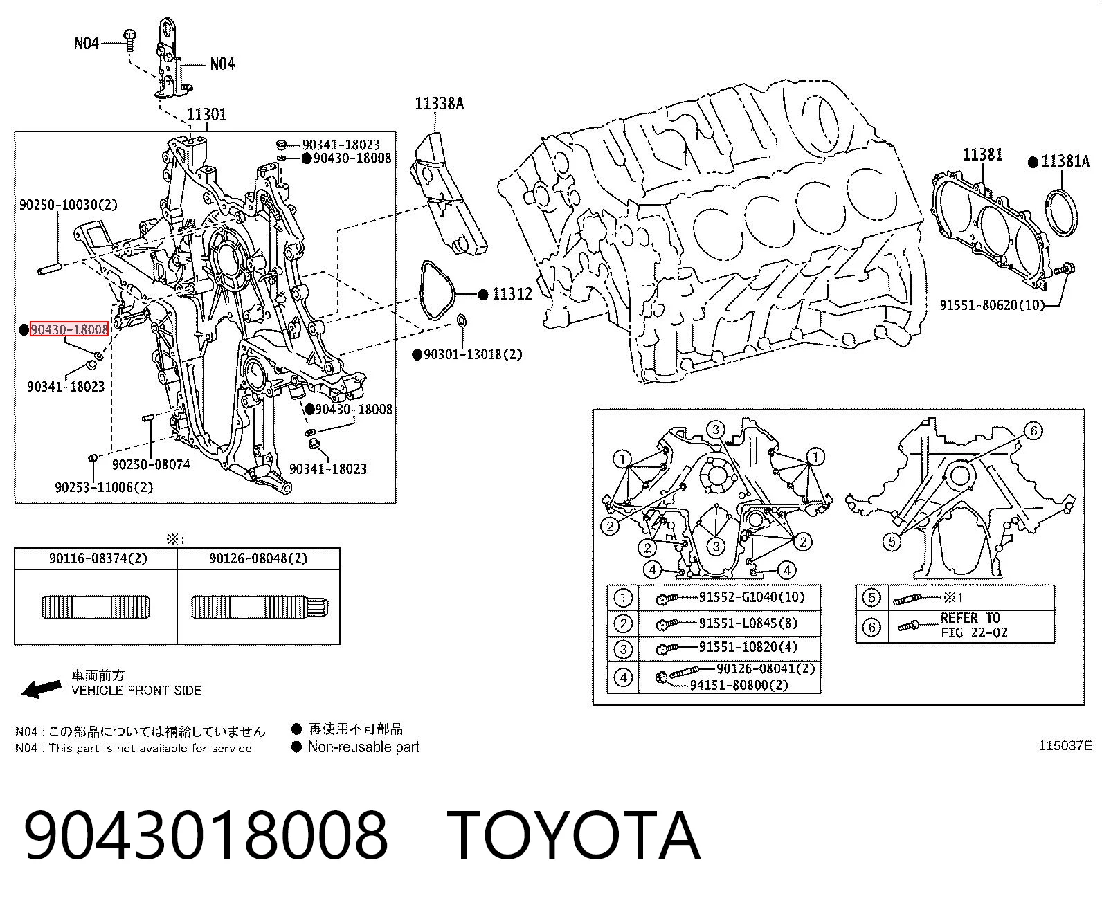9043018008 Toyota Vedante de rolha de panela da Caixa Automática de Mudança