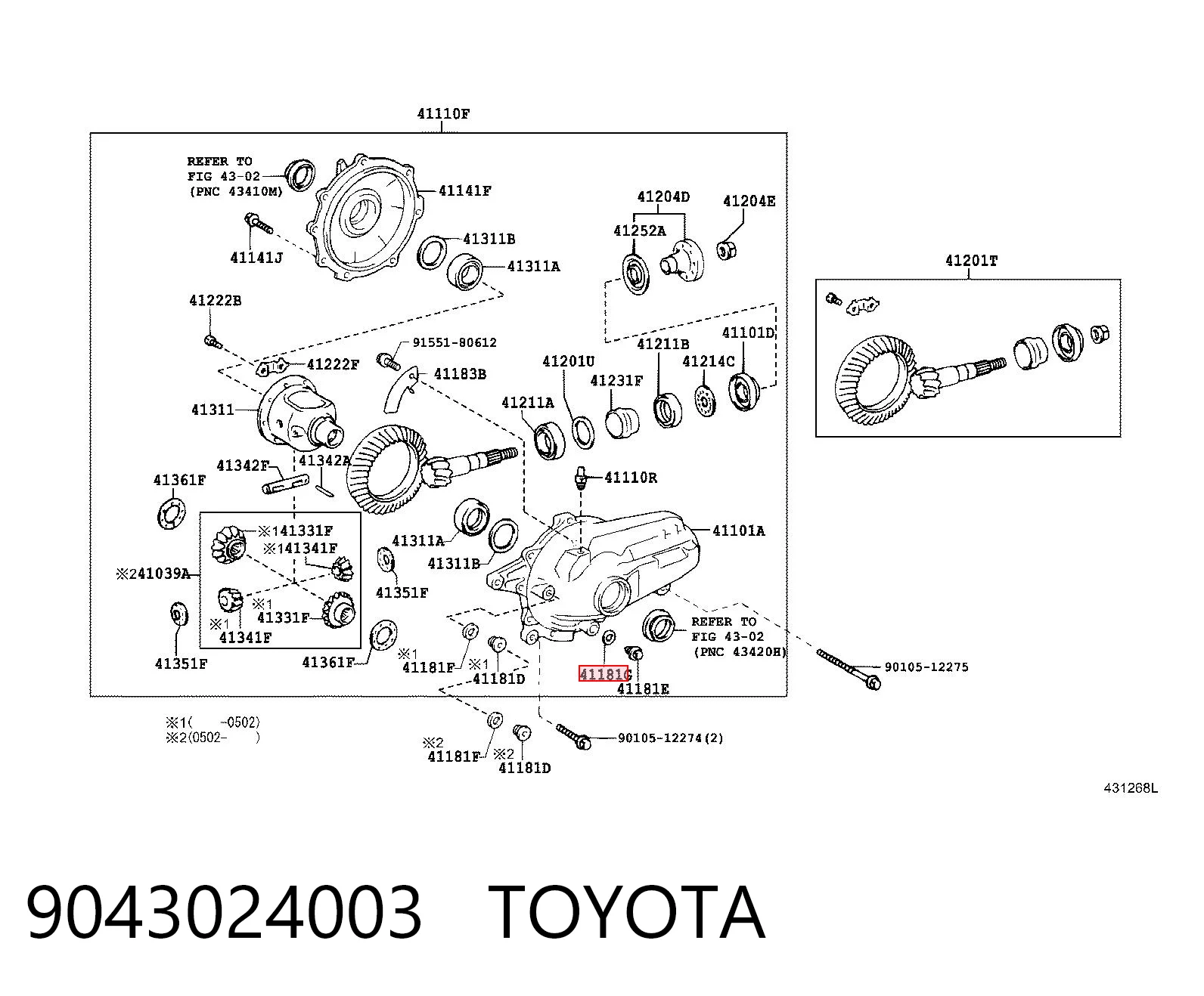 9043024003 Toyota Vedante de rolha de evacuação de redutor