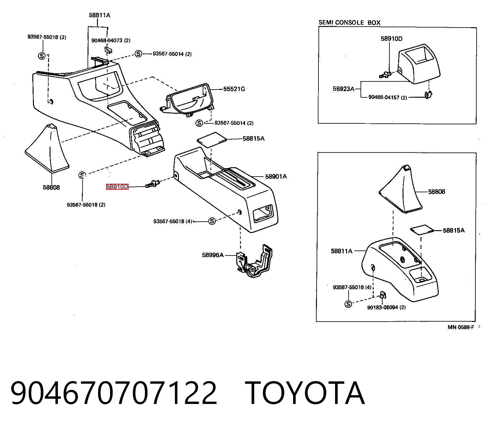 904670707122 Toyota Cápsula (prendedor) de fixação do pára-choque dianteiro