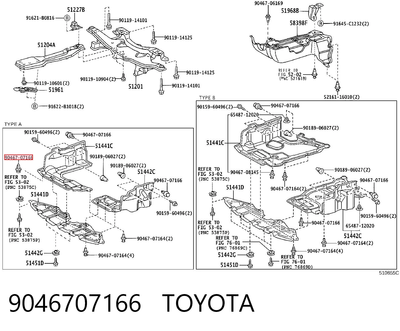 9046707166 Toyota Cápsula (prendedor) de fixação do forro do pára-choque do pára-lama dianteiro