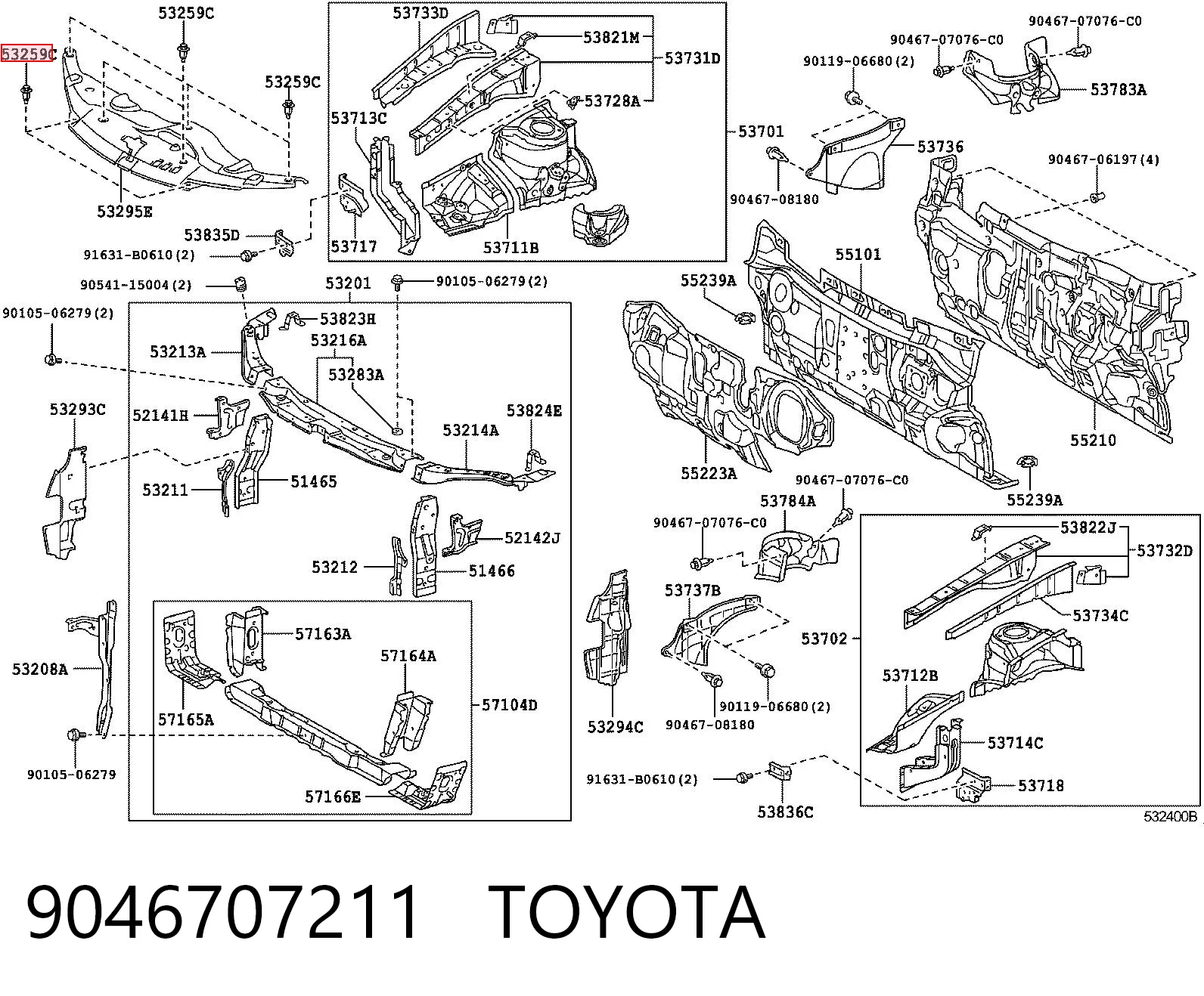 9046707211 Toyota Cápsula (prendedor) de fixação de moldura de pára-brisas