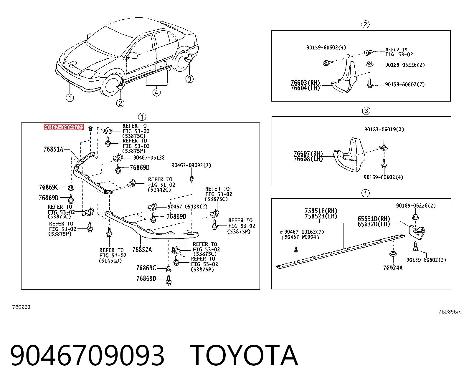 9046709093 Toyota Cápsula (prendedor) de fixação do forro do pára-choque do pára-lama dianteiro