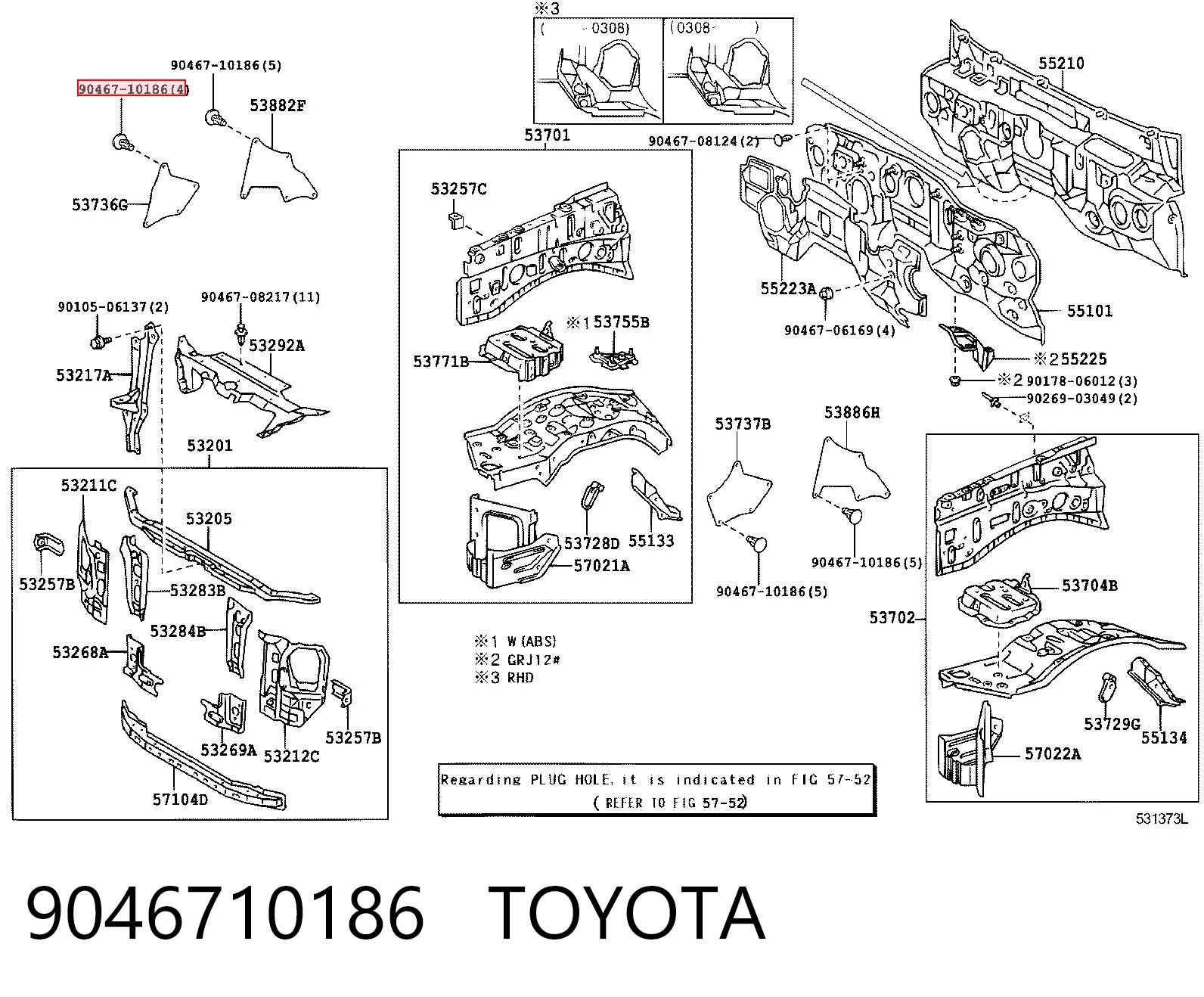9046710186 Toyota Cápsula (prendedor) de fixação do forro do pára-choque do pára-lama dianteiro