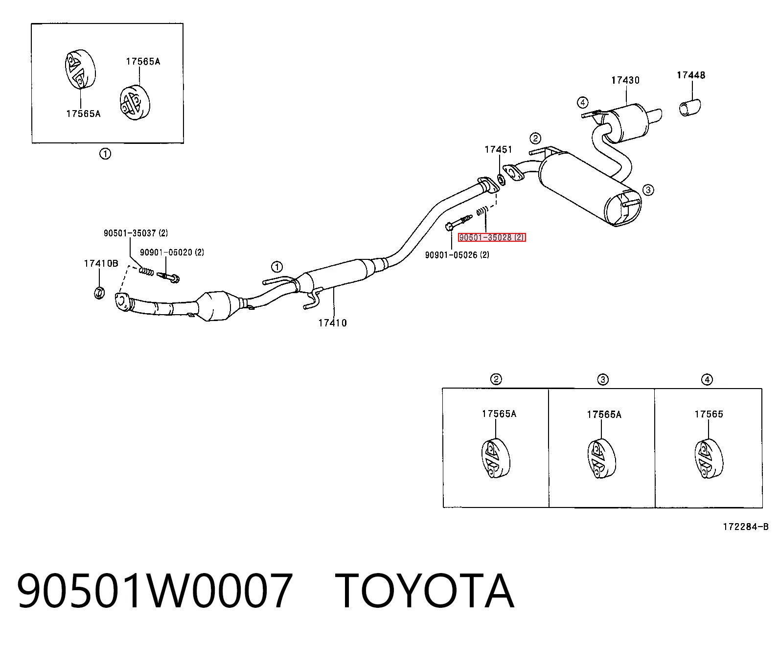 90501W0007 Toyota Mola do sistema de escapamento
