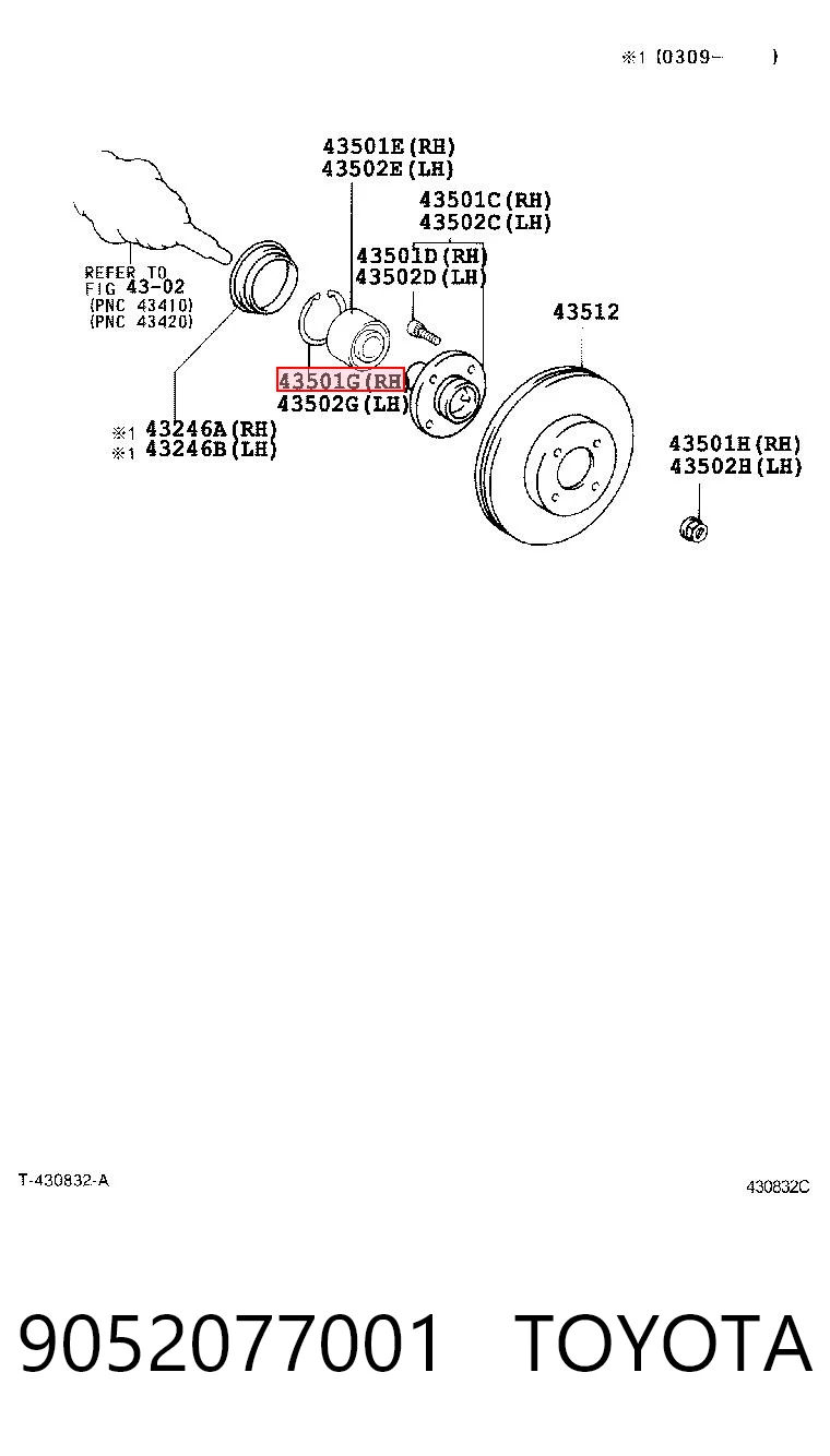 9052077001 Toyota Anel de travagem de rolamento de cubo dianteiro