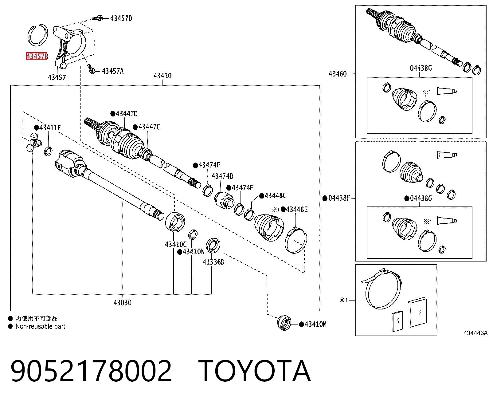 9052178002 Toyota Anel de travagem de rolamento de cubo dianteiro