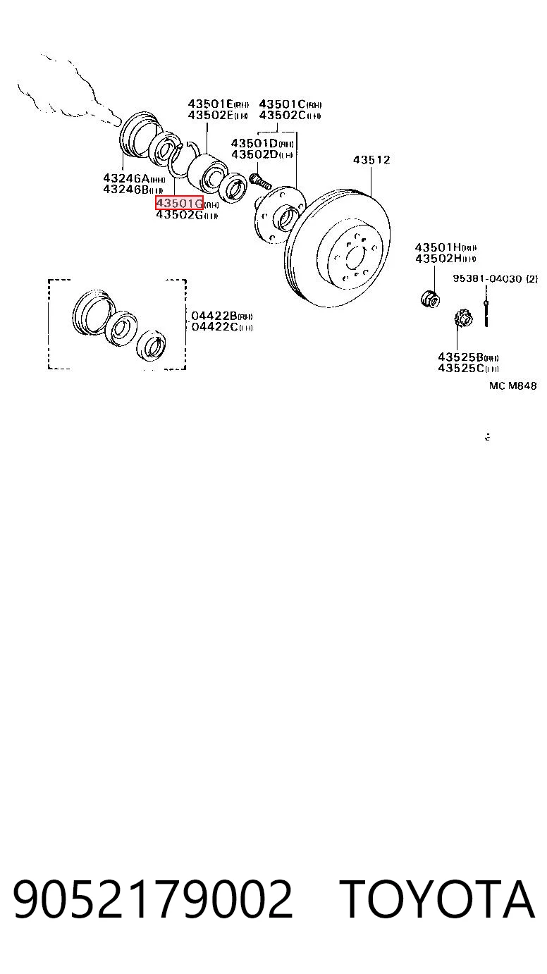 9052179002 Toyota Anel de travagem de rolamento de cubo dianteiro