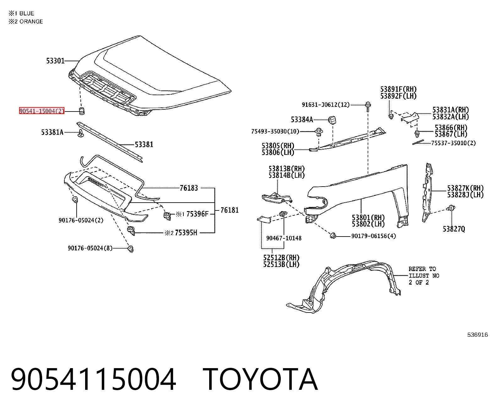 9054115004 Toyota Pára-choque (grade de proteção) da capota