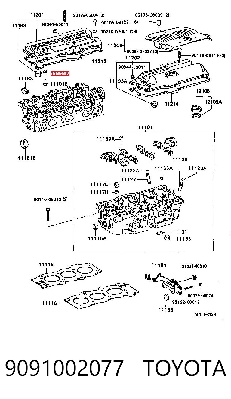 9091002077 Toyota Parafuso de cabeça de motor (CBC)