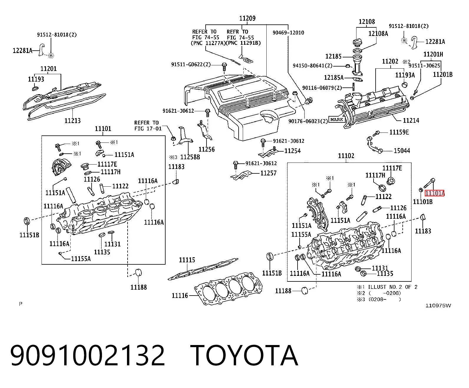 9091002132 Toyota Parafuso de cabeça de motor (CBC)