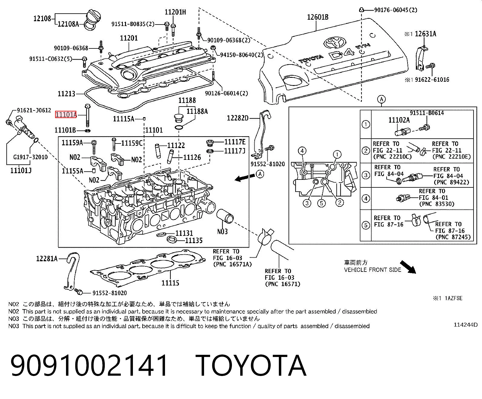 9091002141 Toyota Parafuso de cabeça de motor (CBC)