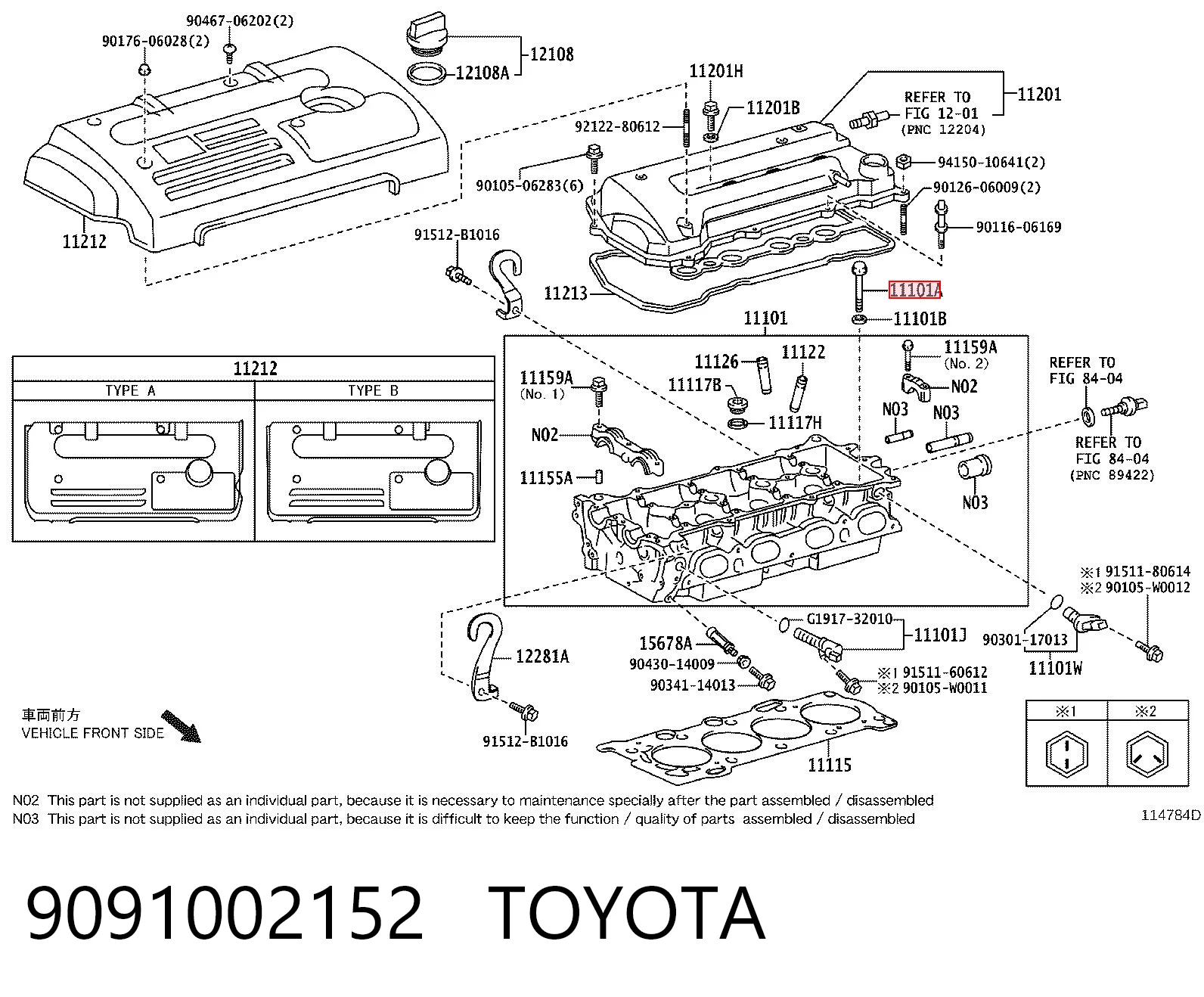 9091002152 Toyota Parafuso de cabeça de motor (CBC)