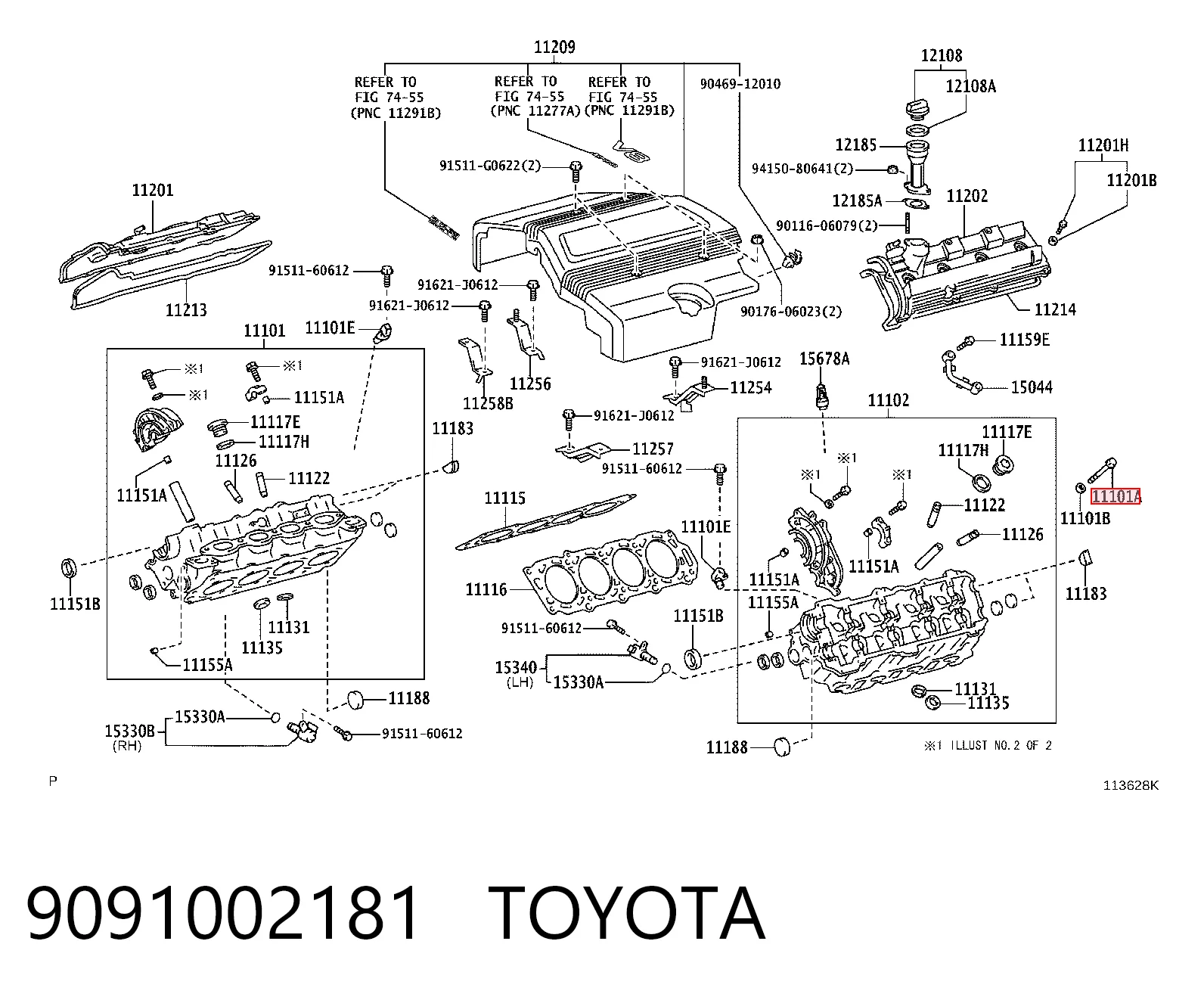 9091002181 Toyota Parafuso de cabeça de motor (CBC)